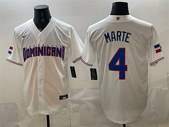 Men's Dominican Republic Baseball 4 Ketel Marte White 2026 World Baseball Classic Home Stadium Stitched Jersey