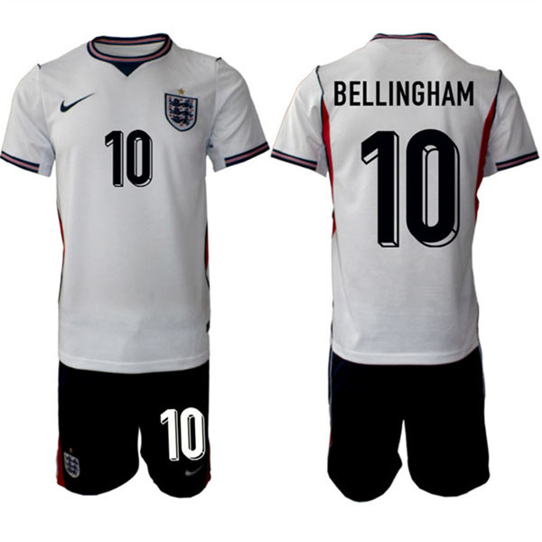 Men's England 10 Jude Bellingham 2026 White Home Soccer Jersey Suit