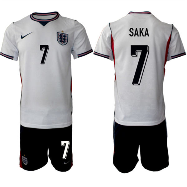 Men's England 2026 7 Bukayo Saka White Home Soccer Jersey Suit