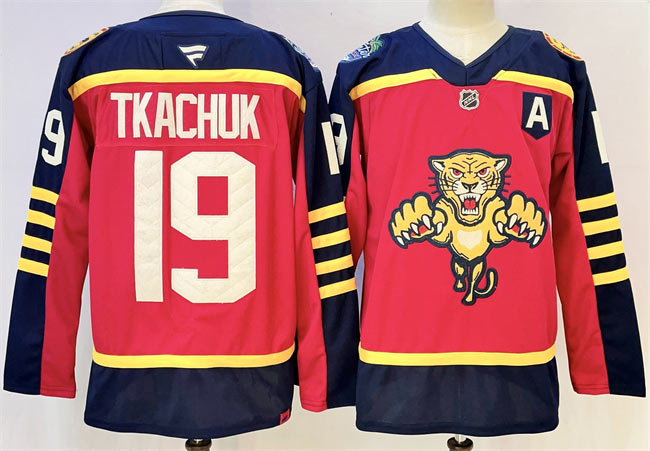 Men's Florida Panthers 19 Matthew Tkachuk Red 2026 2026 With A Patch Winter Classic Stitched Hockey Jersey