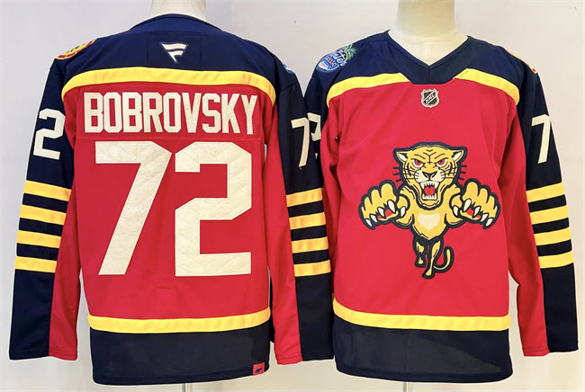 Men's Florida Panthers 72 Sergei Bobrovsky Red 2026 2026 Winter Classic Stitched Hockey Jersey