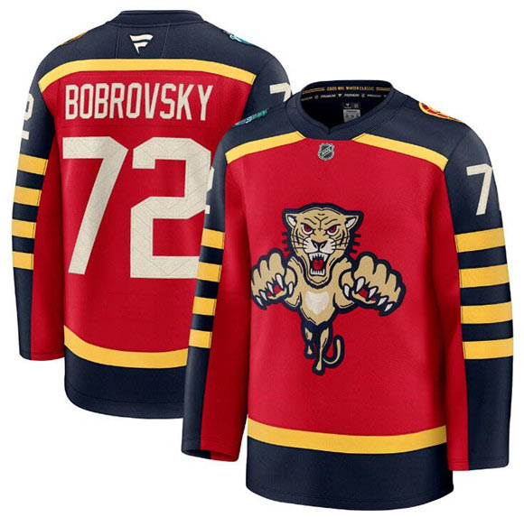 Men's Florida Panthers 72 Sergei Bobrovsky Red 2026 Winter Classic Stitched Hockey Jersey