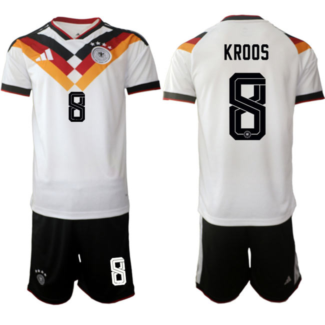 Men's Germany 8 Kroos White 2025 26 Home Soccer Jersey Suit