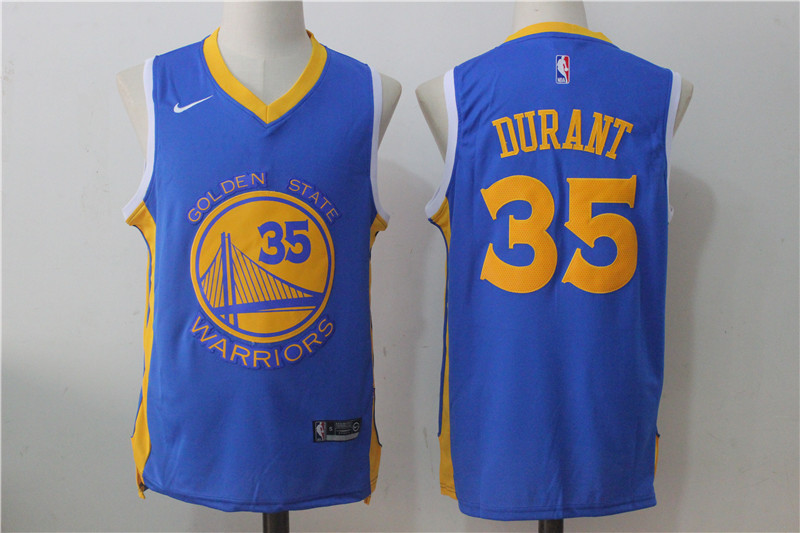 Men's Golden State Warriors #35 Kevin Durant Royal Blue 2017 2018 Swingman Stitched NBA Jersey
