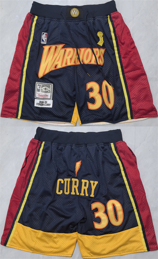 Men's Golden State Warriors 30 Stephen Curry Navy Shorts(Run Small)