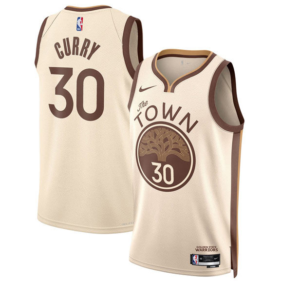 Men's Golden State Warriors 30 Stephen Curry Tan 2025 26 City Edition Stitched Basketball Jersey