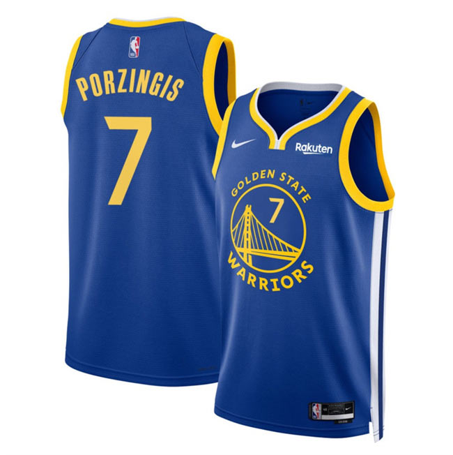 Men's Golden State Warriors 7 Kristaps Porzingis Blue 2026 Icon Edition Stitched Basketball Jersey