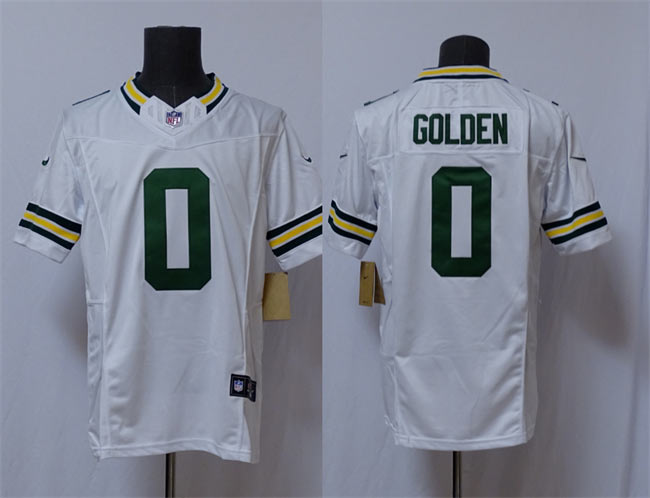 Men's Green Bay Packers 0 Matthew Golden White Vapor 2025 F.U.S.E. Limited Football Stitched Jersey