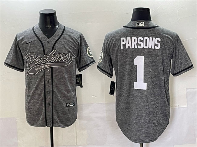 Men's Green Bay Packers 1 Micah Parsons Gray Cool Base Stitched Baseball Jersey