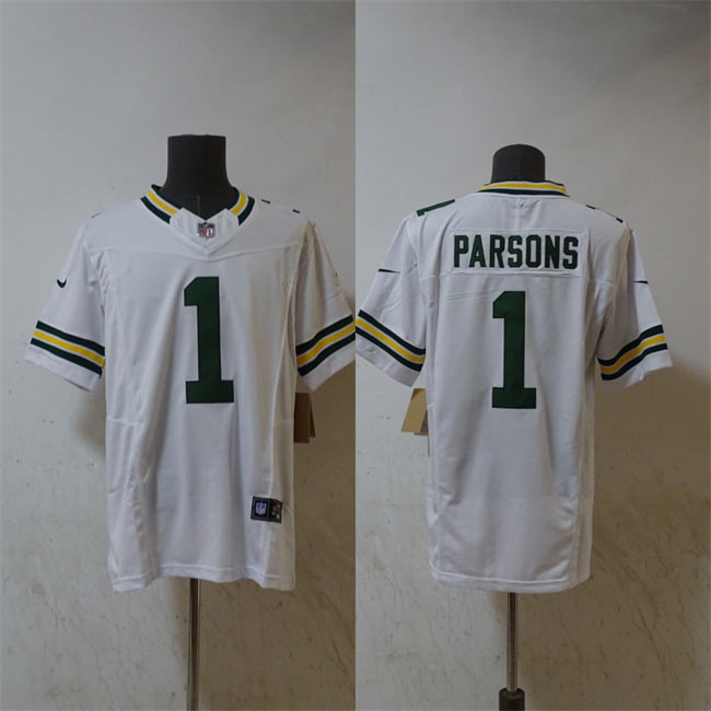 Men's Green Bay Packers 1 Micah Parsons White Vapor 2025 F.U.S.E. Limited Stitched Football Jersey