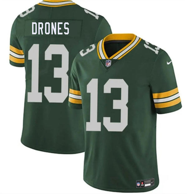 Men's Green Bay Packers 13 Kyron Drones Green 2026 Draft Vapor Untouchable Limited Football Stitched Jersey