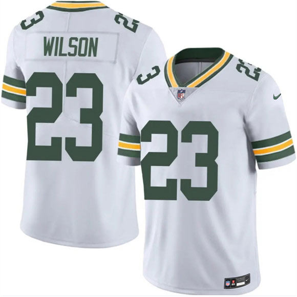 Men's Green Bay Packers 23 Emanuel Wilson White 2025 Vapor Untouchable Limited Football Stitched Jersey