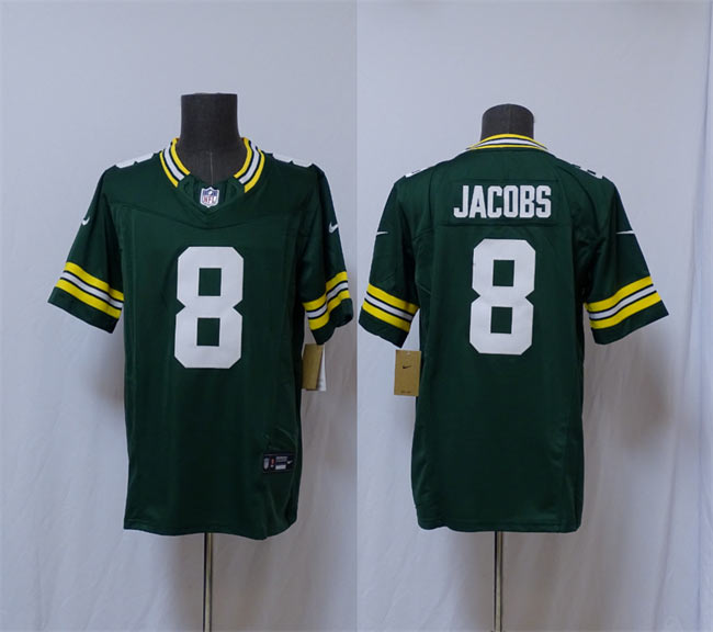 Men's Green Bay Packers 8 Josh Jacobs Green Vapor 2025 F.U.S.E. Limited Football Stitched Jersey