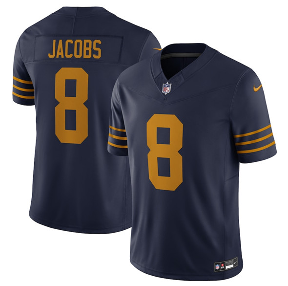 Men's Green Bay Packers 8 Josh Jacobs Navy The 1923 Classic Vapor F.U.S.E. Limited Football Stitched Jersey