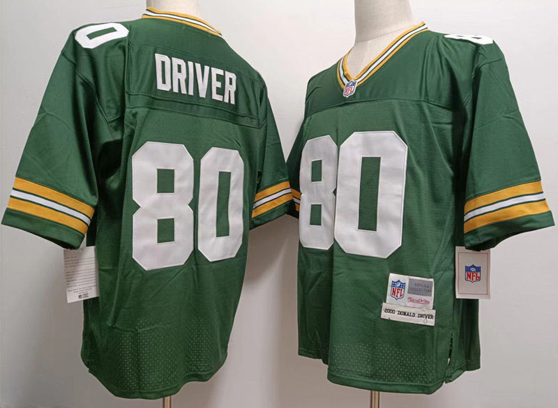 Men's Green Bay Packers 80 Donald Driver Mitchell & Ness Retired Player Green Jersey