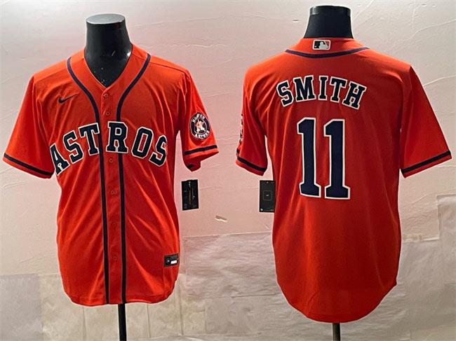 Men's Houston Astros 11 Cam Smith Orange Cool Base Stitched Jersey