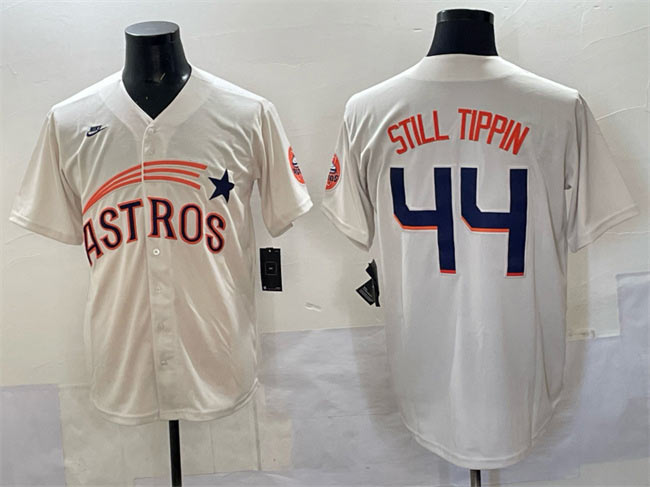 Men's Houston Astros 44 Still Tippin Cream Throwback Cooperstown Collection Limited Stitched Baseball Jersey