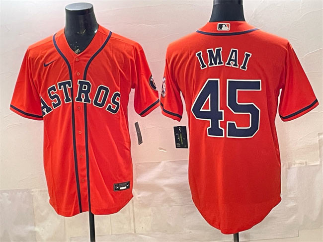 Men's Houston Astros 45 Tatsuya Imai Orange Cool Base Stitched Jersey