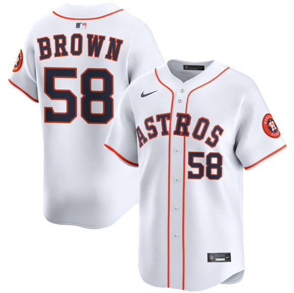 Men's Houston Astros 58 Hunter Brown White 2025 Home Limited Stitched Baseball Jersey