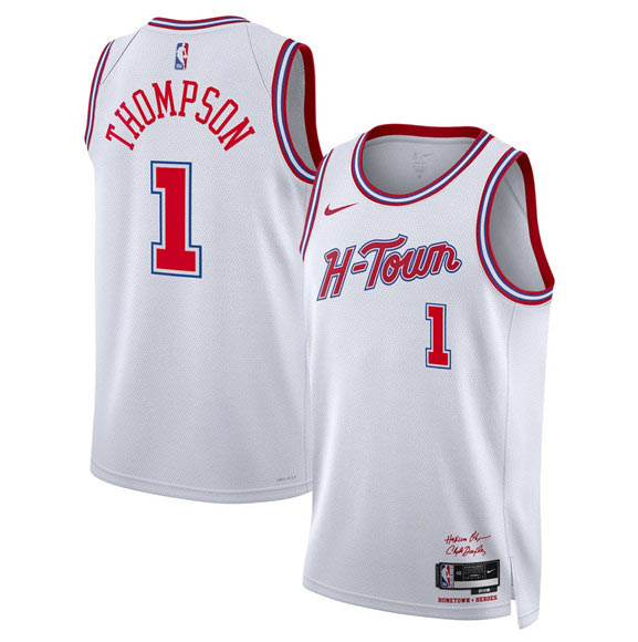 Men's Houston Rockets 1 Amen Thompson White 2025 26 City Edition Stitched Jersey