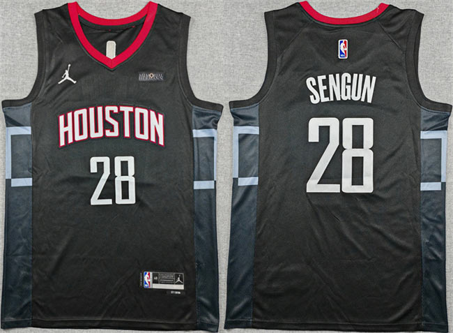 Men's Houston Rockets 28 Alperen Sengun Black Statement Edition Stitched Jersey