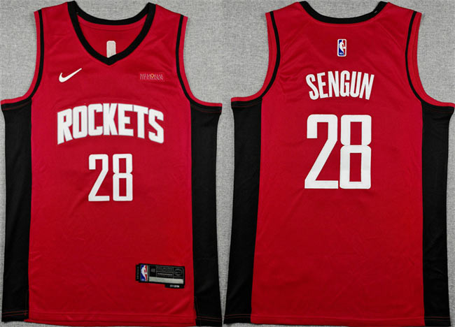 Men's Houston Rockets 28 Alperen Sengun Red Icon Edition Stitched Jersey