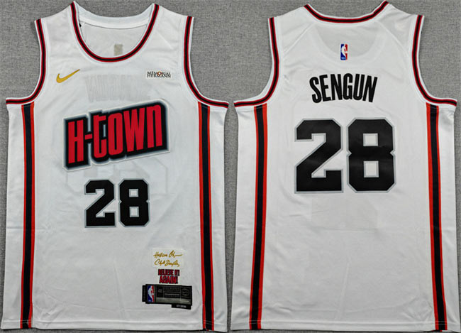 Men's Houston Rockets 28 Alperen Sengun White 2024 25 City Edition Stitched Jersey