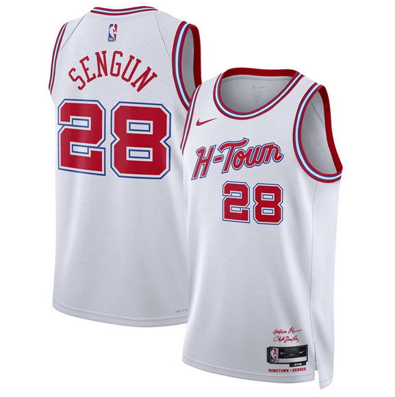 Men's Houston Rockets 28 Alperen Sengun White 2025 26 City Edition Stitched Jersey