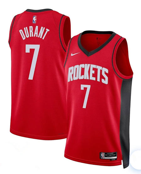 Men's Houston Rockets 7 Kevin Durant Red Nike Icon Edition NBA Jersey