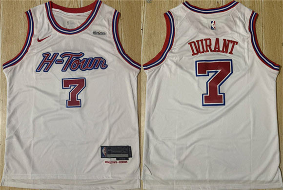Men's Houston Rockets 7 Kevin Durant White 2024 25 Stitched Jersey