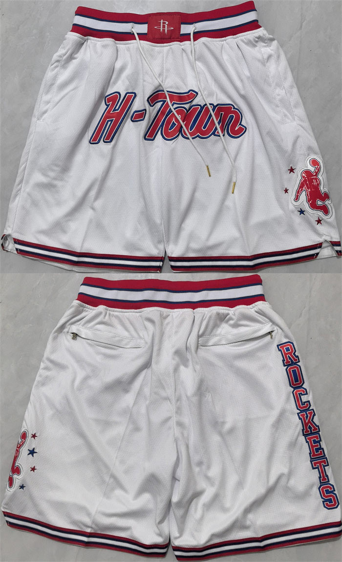 Men's Houston Rockets White Shorts (Run Small)