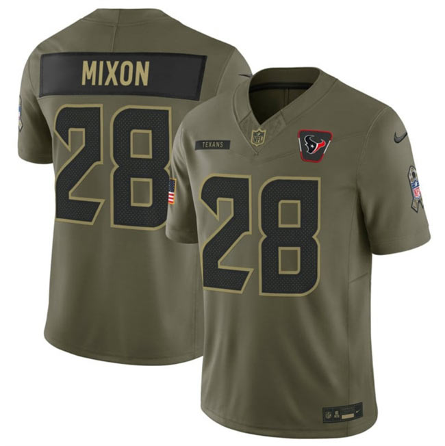 Men's Houston Texans 28 Joe Mixon Olive 2025 F.U.S.E. Salute to Service Limited Football Stitched Jersey