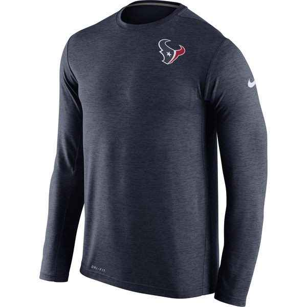 Men's Houston Texans Navy Dri FIT Touch Long Sleeve Performance T Shirt