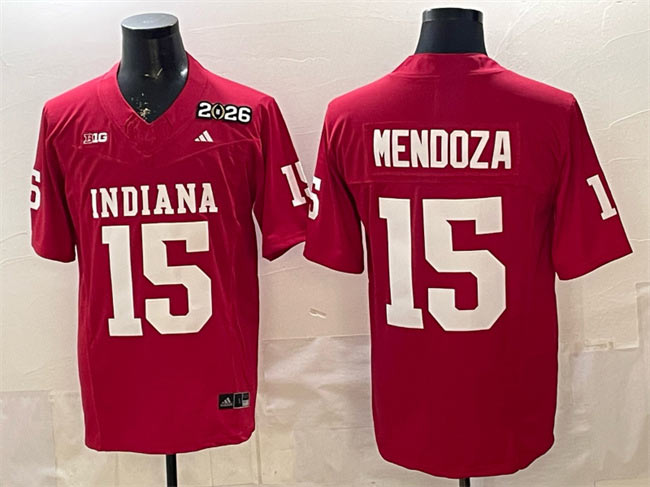 Men's Indiana Hoosiers 15 Fernando Mendoza Red F.U.S.E. 2026 Patch Stitched Basketball Jersey