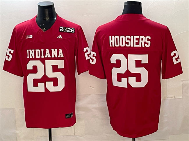 Men's Indiana Hoosiers 25 Hoosiers Red F.U.S.E. 2026 Patch Stitched Football Jersey