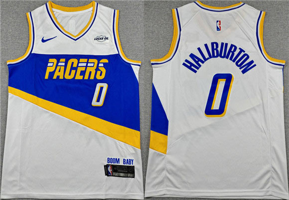 Men's Indiana Pacers 0 Tyrese Haliburton White 2025 26 City Edition Stitched Basketball Jersey