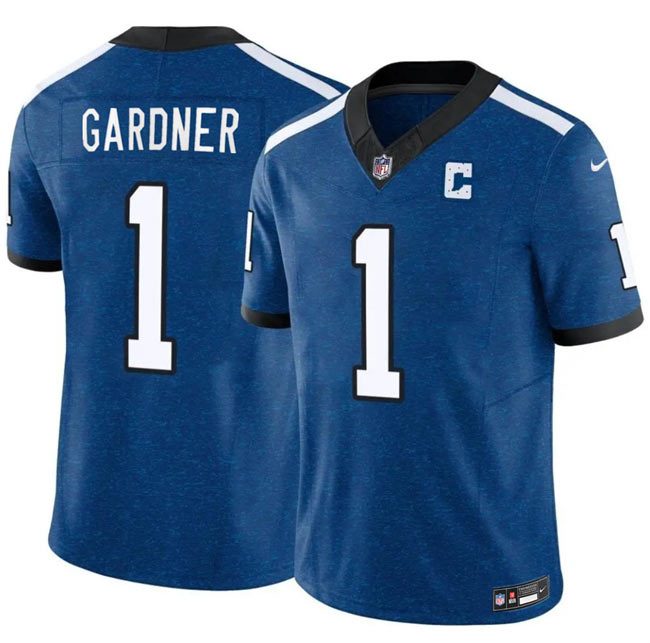 Men's Indianapolis Colts 1 Sauce Gardner Blue 2025 F.U.S.E. Throwback Vapor Limited Stitched Football Jersey
