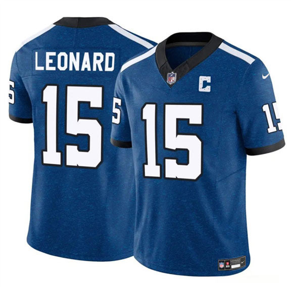 Men's Indianapolis Colts 15 Riley Leonard Blue 2025 F.U.S.E. Throwback Vapor Limited Football Stitched Jersey