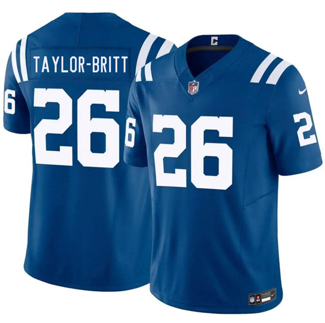 Men's Indianapolis Colts 26 Cam Taylor Britt Blue 2026 F.U.S.E. Vapor Limited Football Stitched Jersey