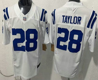 Men's Indianapolis Colts 28 Jonathan Taylor Limited White FUSE Vapor Jersey