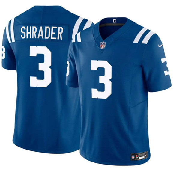 Men's Indianapolis Colts 3 Spencer Shrader Blue 2025 F.U.S.E. Vapor Limited Football Stitched Jersey
