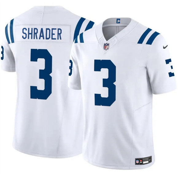 Men's Indianapolis Colts 3 Spencer Shrader White 2025 F.U.S.E. Vapor Limited Football Stitched Jersey