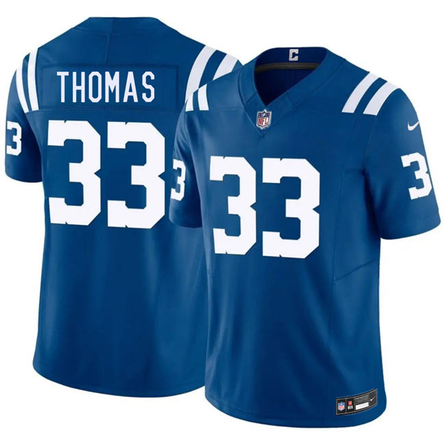 Men's Indianapolis Colts 33 Juanyeh Thomas Blue 2026 F.U.S.E. Vapor Limited Football Stitched Jersey