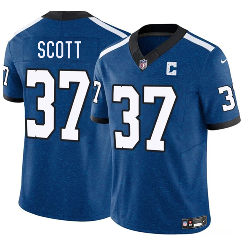 Men's Indianapolis Colts 37 Daniel Scott Blue 2025 F.U.S.E. Throwback Vapor Limited Football Stitched Jersey