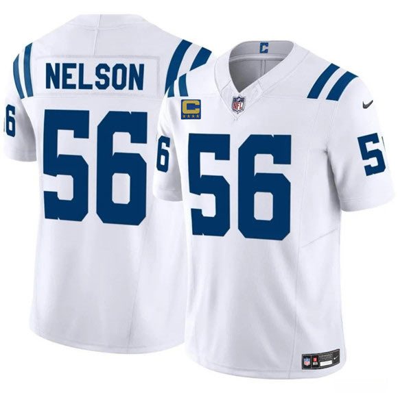 Men's Indianapolis Colts 56 Quenton Nelson White 2025 F.U.S.E. With 4 Star C Patch Vapor Limited Football Stitched Jersey