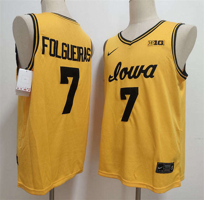 Men's Iowa Hawkeyes 7 Alvaro Folgueiras Yellow Stitched Jersey