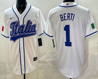 Men's Italy 1 Jonathon Berti White 2026 World Baseball Classic Cool Base Jersey
