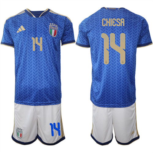 Men's Italy 14 CHIESA National Team FIFA x World Cup 2026 Home Blue On Field Jerseys