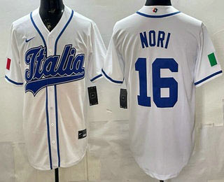 Men's Italy 16 Dante Nori White 2026 World Baseball Classic Cool Base Jersey