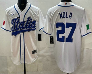 Men's Italy 27 Aaron Nola White 2026 World Baseball Classic Cool Base Jersey